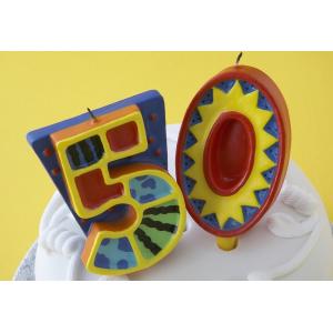 China 100% Handmade 50th Number Birthday Candles With Colorful Paintings No Virus supplier