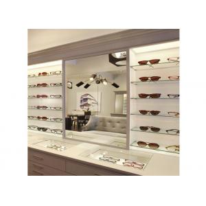 China Sunglasses Shop Wall Mounted Display Cabinets With Clear Termpered Glass Shelf supplier
