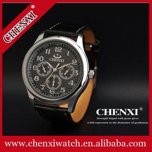 China 2015 Business Watch Leather Watch Strap Black White Original Japan Movt Stainless Steel Case Back OEM Leather Watches supplier