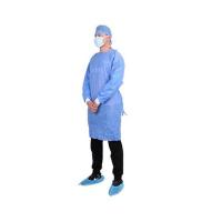 China Elastic Disposable Surgeon Gown Acid Proof Hook Loop Collar  Fluid Resistant on sale