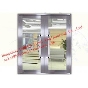 Galvanized Steel Fireproof Glass Fire Rated Double Doors For Shopping Mall