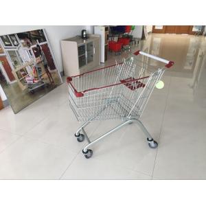 China 125L PPG powder Steel grocery shopping cart with 4 wheels , supermarket shopping trolley supplier