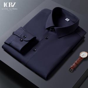 China LCBZ Custom Embroidery Logo No Iron Business Mens Button down Long Sleeve Cotton White Casual Shirts supplier