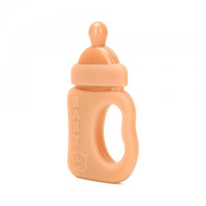 Brown ODM Silicone Teether Milk Bottle Teether Customized Food Grade