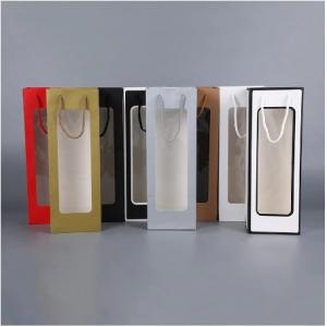 Custom Luxury Paper Prime Branded Packing Wine Bottle Bags For Whisky Alcohol Gifts