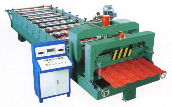 Green Color Glazed Tile Roll Forming Machine With 3 - 6m / Min Processing Speed