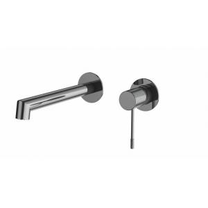 Gun Grey Chrome Brass Wall Mounted Basin Taps Sink Faucet