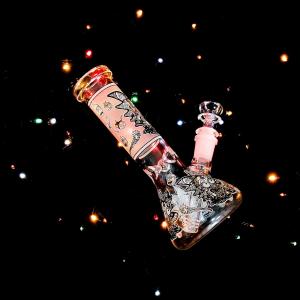 13.8 Inches 7mm Glass Water Pipes Handmade 3d Electroplate Glass Bong