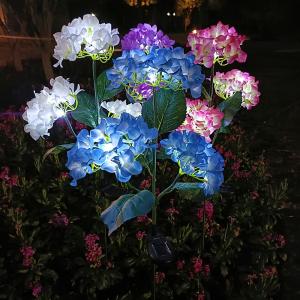 3 Heads Flower Solar Hydrangea Lights Outdoor Garden LED Simulation Flower Lights