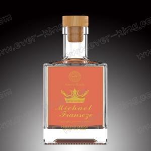 Square Crystal White Flint Brandy Drinking Bottle Customed 500 ML