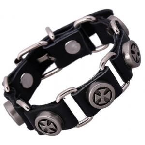 Leather bracelet Cowhide link bracelet with pop punk jewelry