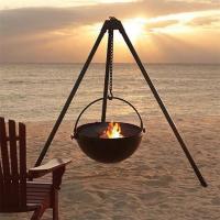 China Customized Outdoor Heaters Tripod Hanging Steel Fire Bowl With BBQ Grill on sale