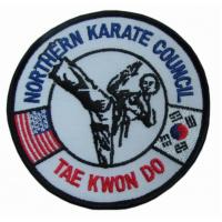 China TAE KWON DO Merrow Border embroidered logo patches 130*30mm on sale