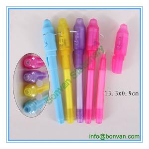 colorful barrel invisible pen with light， LED light pen for money checking,money check pen