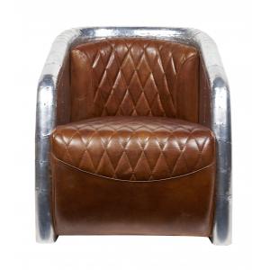 Top Grain Ox High Back Winged Leather Armchairs , Leather Accent Chairs With Arms Aluminium Back  