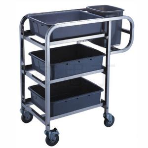 China 3 - Layer Stainless Steel Hand Trolley With Basins And Buckets supplier