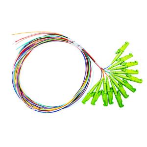 G657A1 LSZH PVC 12 Colors Fiber Optic Pigtails APC Single Mode 0.9mm E2000 Pigtails