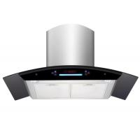 China Ducted SS Chimney Curved Glass Cooker Hood For Kitchen on sale