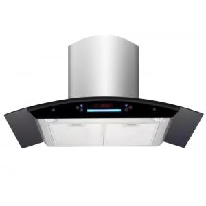 Ducted SS Chimney Curved Glass Cooker Hood For Kitchen
