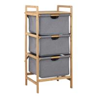 China Three Layers Bamboo Laundry Basket Bathroom Shelf Storage Waterproof With Handle on sale
