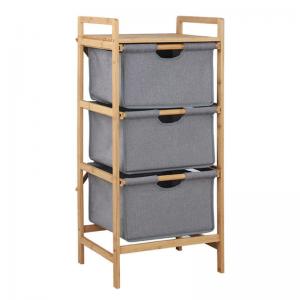 China Three Layers Bamboo Laundry Basket Bathroom Shelf Storage Waterproof With Handle supplier