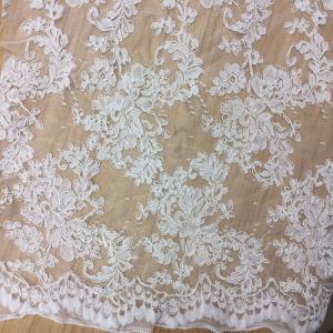 China 2017 hot sale Bridal Wedding Dress Fabric  Mesh Based Embroiery Lace Fabric in Ivory Color supplier