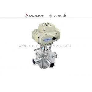 China Electric actuator three-way ball valve with T type and full port supplier