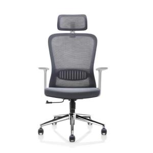 Grey White Mesh Office Chair Fabric Height Adjustment Staff Computer Chair