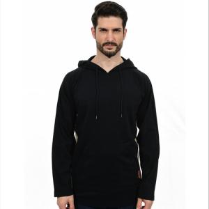 China 10oz CAT2 FR Fleece Hoodie For Men Winter Black Flame Retardant Sweatshirt supplier