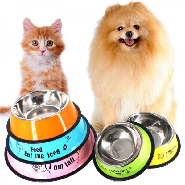 Stainless Steel Pet Bowl Travel Feeding Feeder Water Bowl For Dog Cat Anti-skid