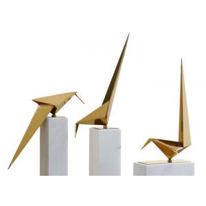 China Polished Stainless Steel Origami Crane Sculpture For Interior Decoration supplier