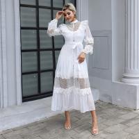 China Embroidered Long Sleeve Lace Maxi Dress Plain Pattern For Wedding on sale