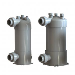 China Swimming Pool Heat Pump Screwed Titanium Tube PVC Shell Heat Exchanger supplier