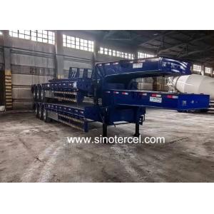 Three Axles Low Bed Semi Trailer 60 Ton Low Bed Trailer Blue