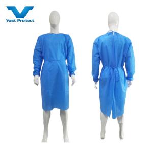SMS Anti Static PPE Surgical Gown For Hospital Waterproof Blue Isolation Gown 120 X 140cm