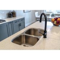 China 500mm Brushed Steel Double Bowl Sink With Tap Hole Undermount Noise Elimination on sale