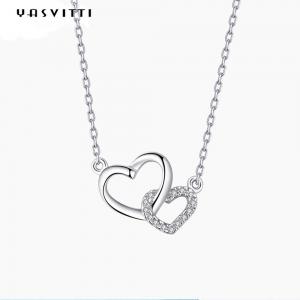 China 2.17g 18in White Gold Heart Pendant ODM Valentine Silver Heart Pendant Necklace supplier