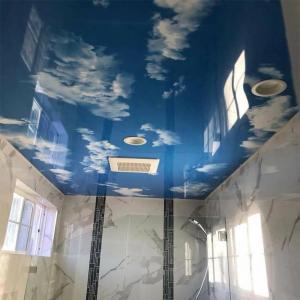 Stretch PVC Ceiling Film Blue Sky Starry Night With Fluorescent Lights
