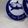 Double Color Round Shape Iron On Custom Patches Shark Logo Tatami Flocking With