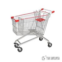 China 4 Wheels Steel Shopping Cart Trolley 100L for Supermarket Chrome Surface on sale