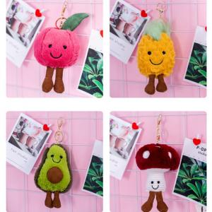 China 23 . 5 * 7 . 5CM Plush Keychain Toys Fruit Shape Skin Friendly Cotton Material supplier