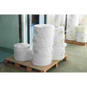 China Hot Melt Glue Jumbo Roll Thermal Paper , 75u Surface Thickness Heat Proof Paper supplier