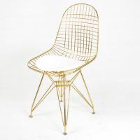 China Indoor Outdoor Furniture Metal Frame Dining Chair PU Leather Gold Wire Chairs on sale