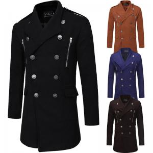 China Oversized Mens Long Bomber Jacket , Adjustable Belt Long Double Breasted Trench Coat supplier