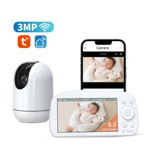 China Moniteur vidéo pour bébé WiFi 5,5 pouces 1080P Téléphone pour bébé Audio bidirectionnel Détection de mouvement Application pour nouveau-né supplier