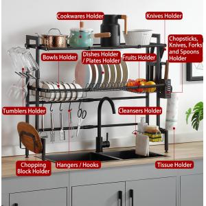 12 Inch Width Adjustable Over Sink Dish Rack SUS304 Material 23 Inch Height