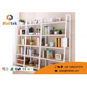 China Movable Steel Wood Display Rack Powder Coating Wooden Store Shelves supplier