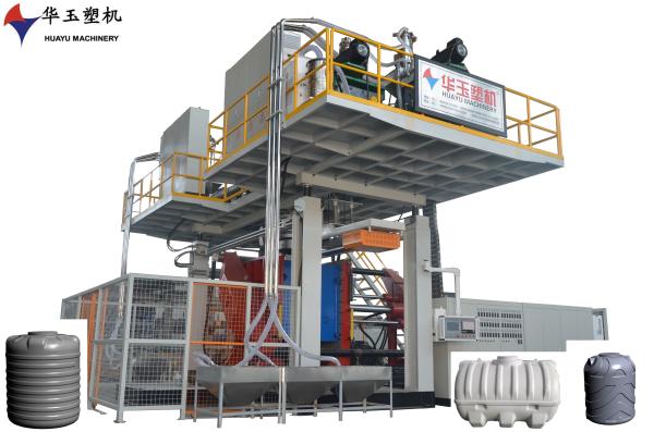 High Productivity 4-18pcs/h HUAYU 5000L 3 Layers Blow Moulding Machine Screw L/D Ratio 28 1 Design