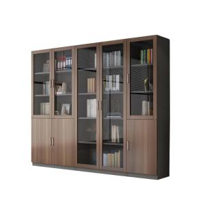 China Dark Brown Glass Door File Cabinet 6 Door CEO Large Wood Filing Cabinet supplier