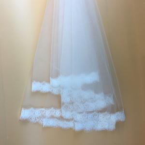 39‘’--118‘’ Ivory/White Bridal Veil Eyelase French Lace Edge  Wedding Accessories